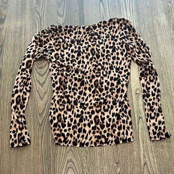 Victoria’s Secret Leopard Print Semi Sheer Mesh Top Long Sleeve Multicolor Sz S - Picture 2 of 4